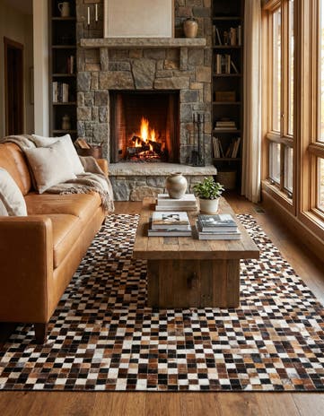 5' 3 x 7' 8 Cowhide Stocks Rug