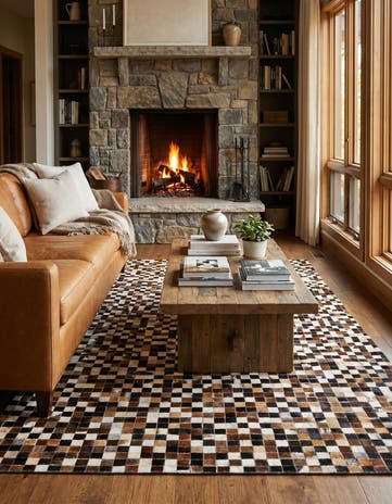 5' 3 x 7' 8 Cowhide Stocks Rug