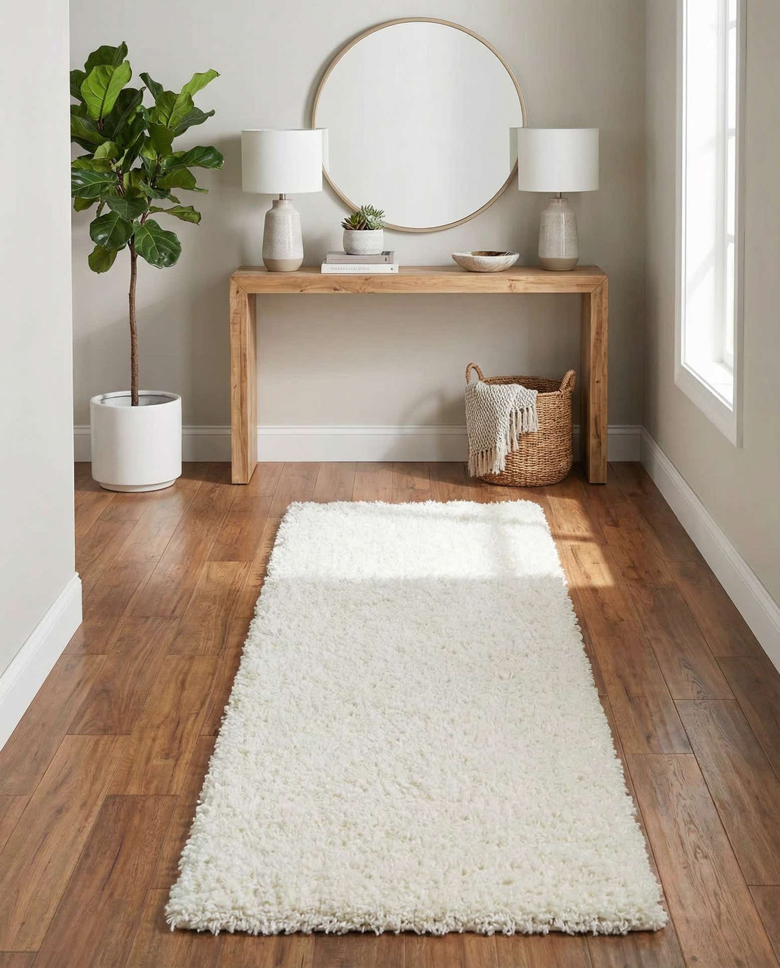 2' x 5' Solid Shag Runner Rug