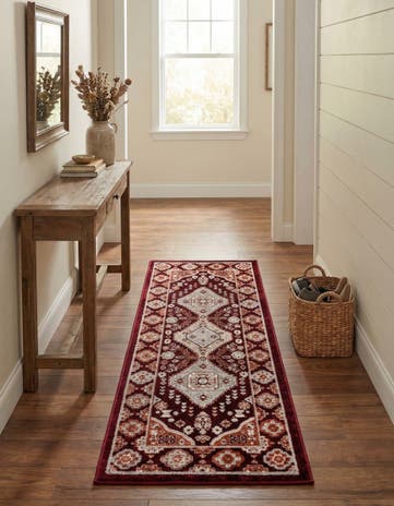Burgundy Red Kamala Washable Runner Rug