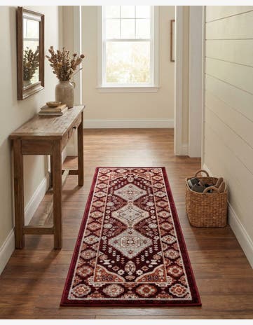 Burgundy Red Kamala Washable Runner Rug