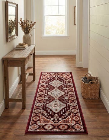 Burgundy Red Kamala Washable Runner Rug
