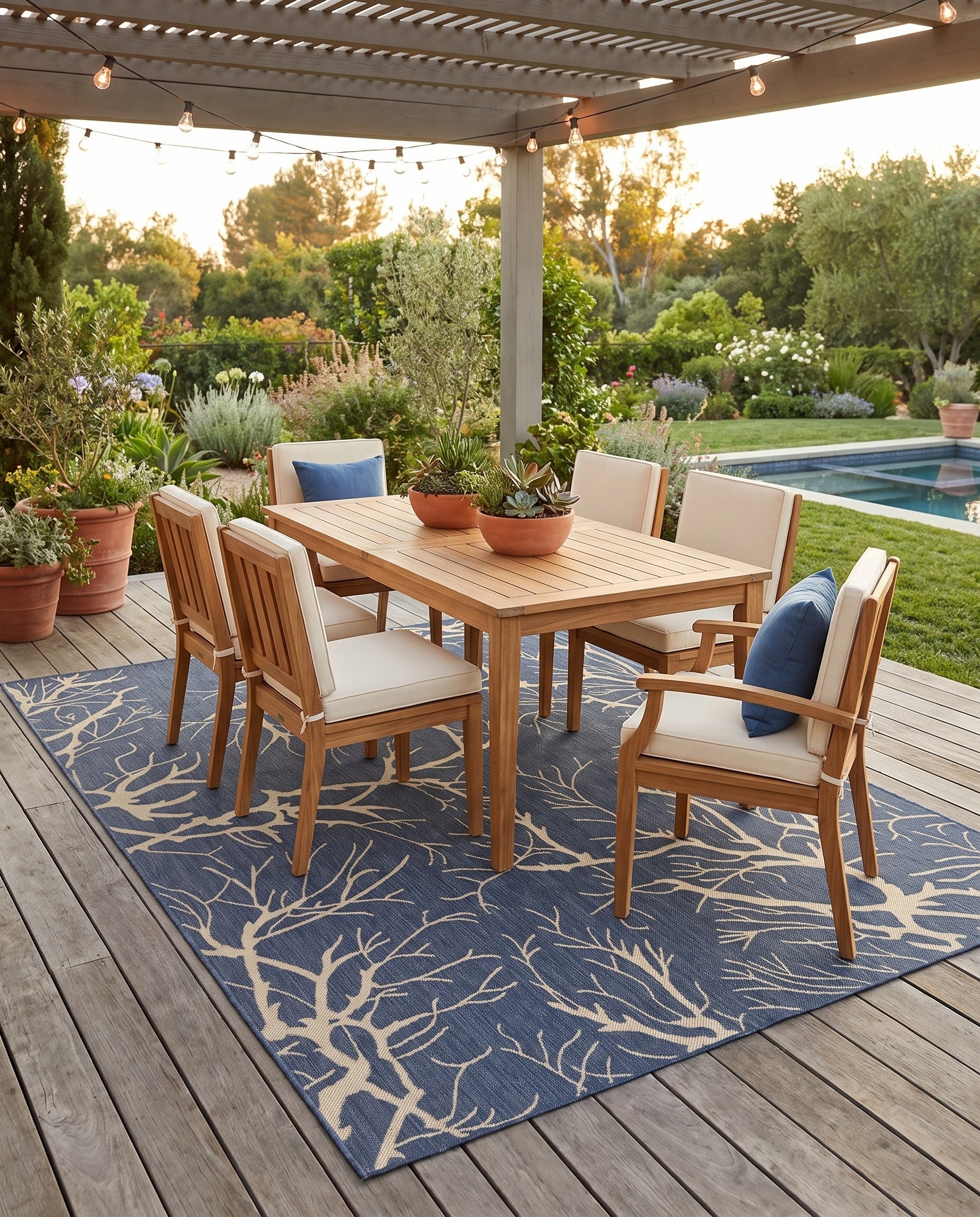 7' x 10' Easy-Clean Botanical Indoor / Outdoor Rug