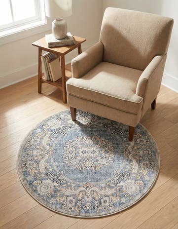 Harbor Blue Eco Traditional Round Rug
