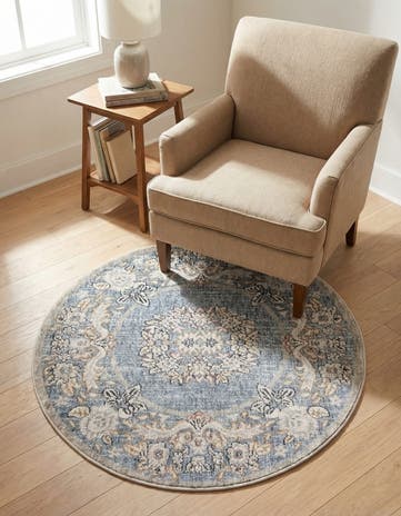 Harbor Blue Eco Traditional Round Rug