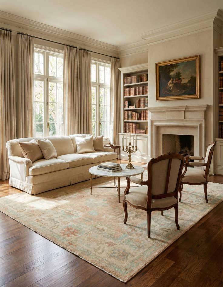 Detail image of 10' 4 x 13' 11 Hand Knotted Oushak Wool Rug