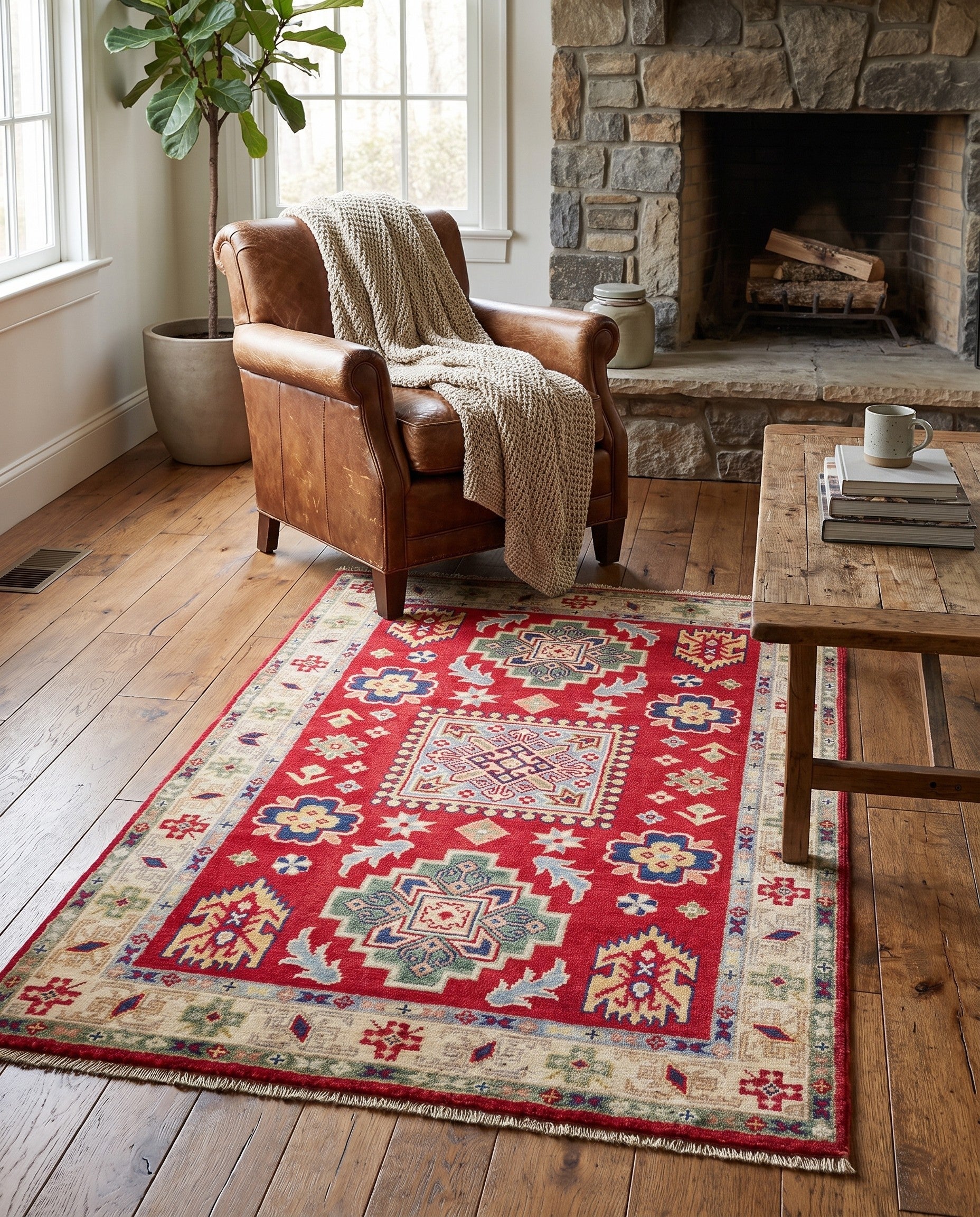 3' 1 x 4' 11 Hand Knotted Kazak Rug