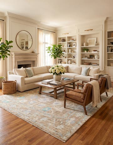 10' 2 x 14' 2 Hand Knotted Oushak Wool Rug