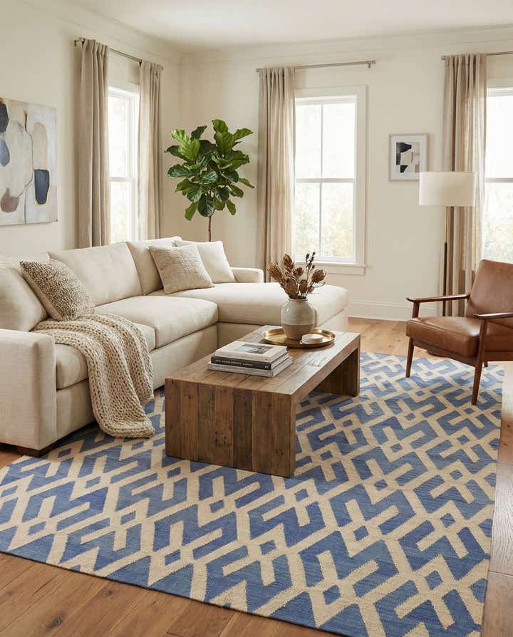 7' 2 x 9' 5 Hand Woven Kilim Modern Wool Rug