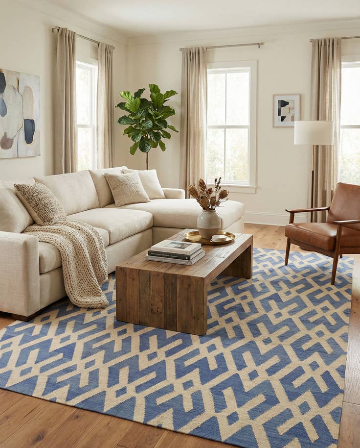 Detail image of 7' 2 x 9' 5 Hand Woven Kilim Modern Wool Rug