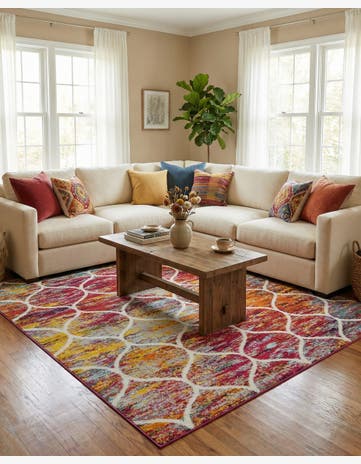 7' x 7' Lattice Frieze Square Rug