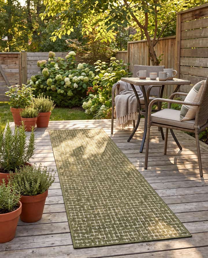 2' x 6' Easy-Clean Checkered Indoor / Outdoor Runner Rug