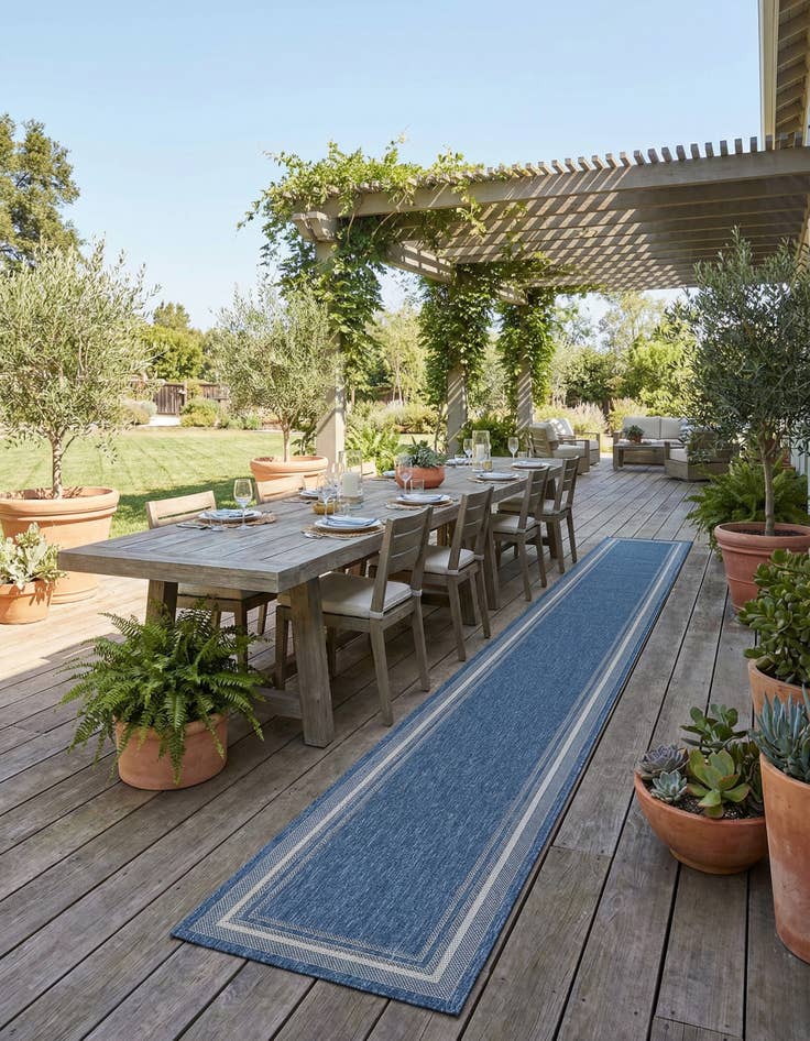 Detail image of 2' 7 x 13' Washable Border Indoor / Outdoor Runner Rug