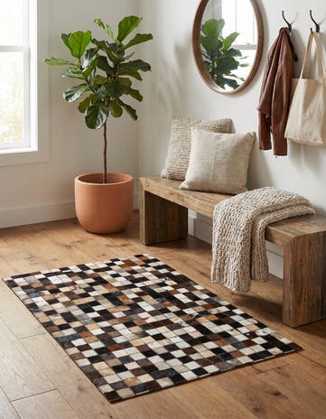 2' 1 x 3' Cowhide Leather Rug