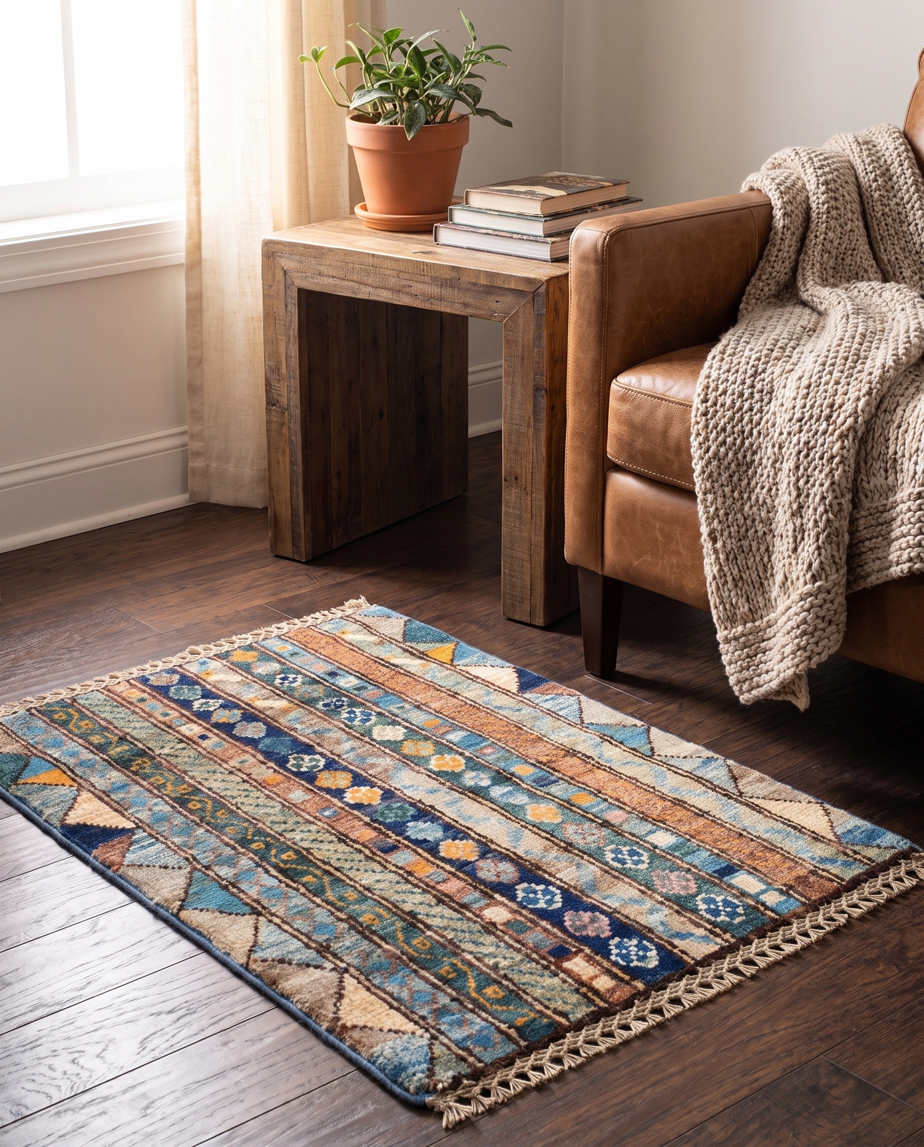 1' 4 x 2' Hand Knotted Ziegler Rug
