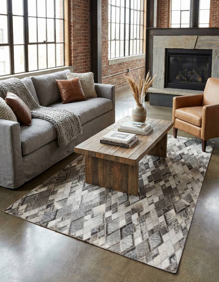 Detail image of 3' 10 x 6' 1 Cowhide Leather Rug