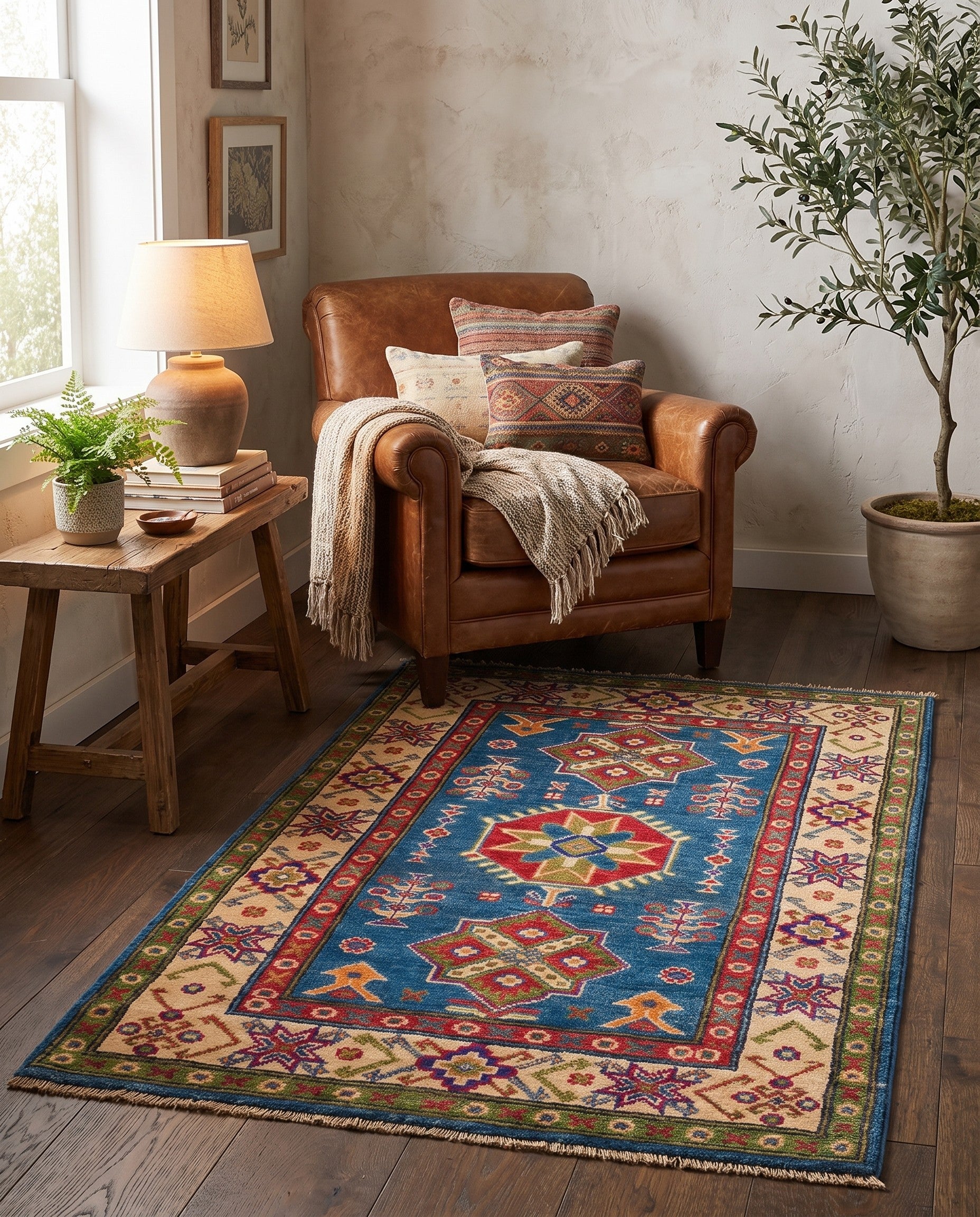 2' 8 x 4' 6 Hand Knotted Kazak Rug