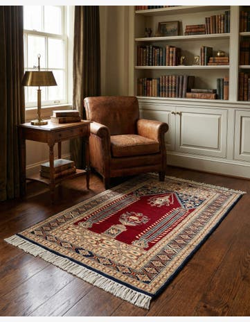 2' 7 x 4' 8 Hand Knotted Bokhara Oriental Wool Rug