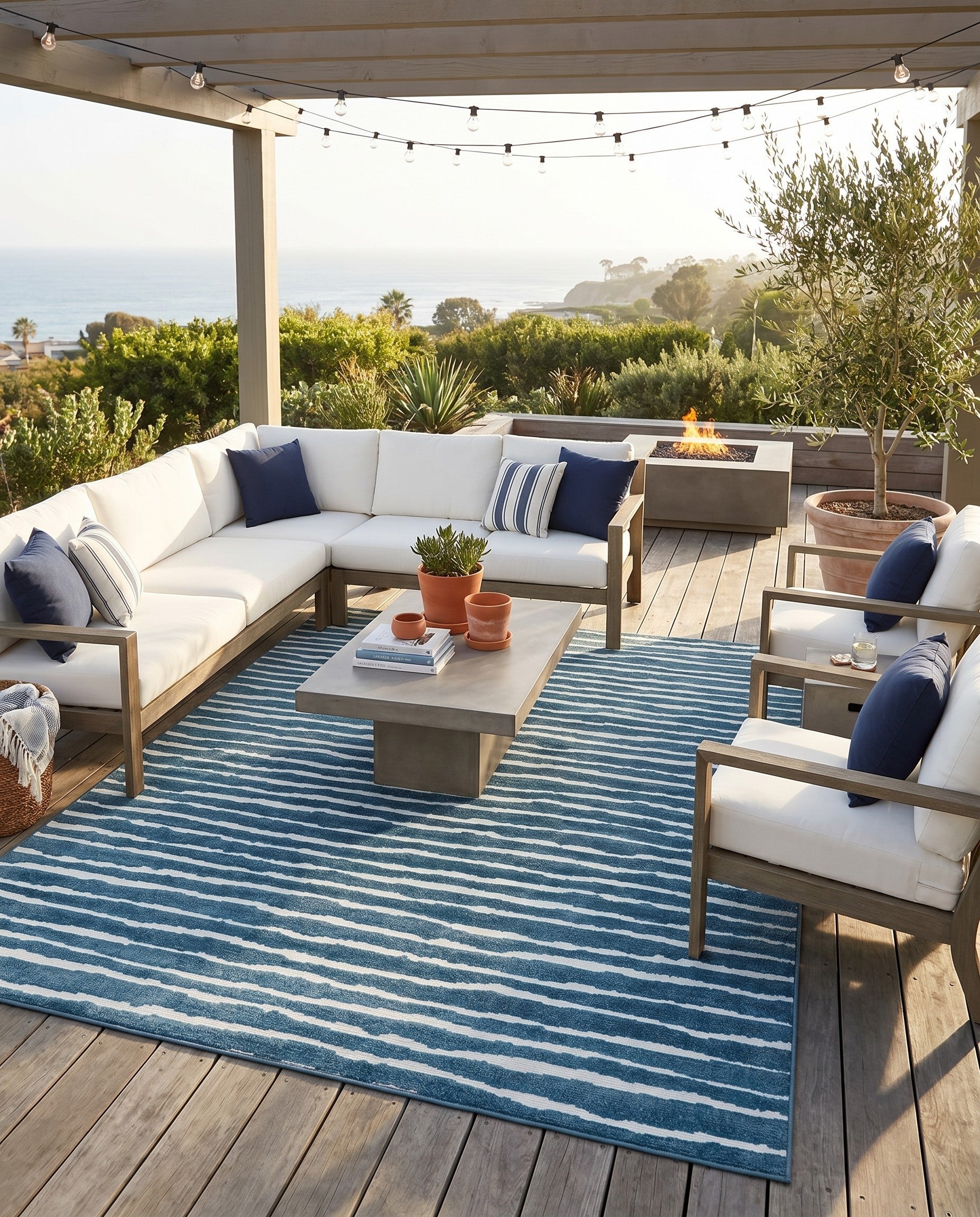 Blue Easy-Clean Sabrina Soto Ola Indoor / Outdoor Rug