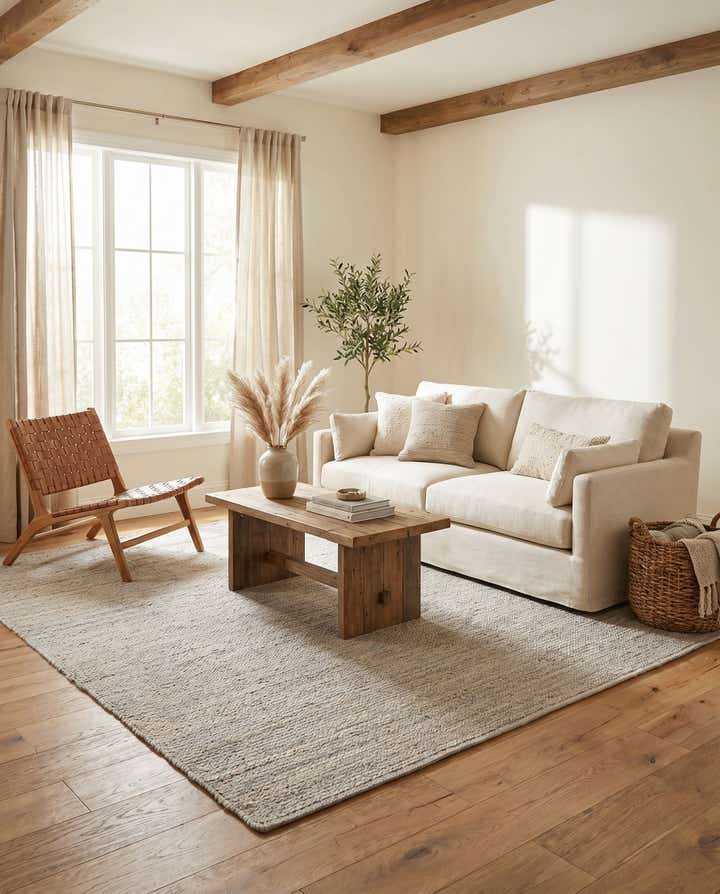 245cm x 305cm Handmade Braided Jute Rug