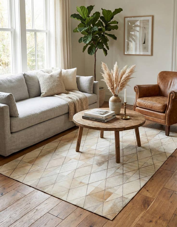 Detail image of 4' 1 x 5' 10 Cowhide Leather Rug