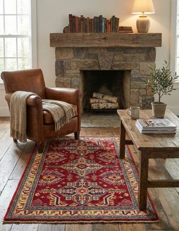 3' 3 x 4' 10 Hand Knotted Kazak Rug