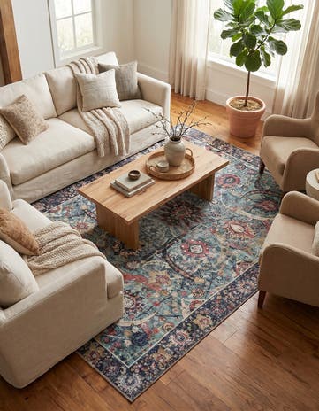 6' 1 x 9' Washable Timeless Rug