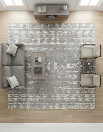 Gray and Ivory Lennon Square Rug
