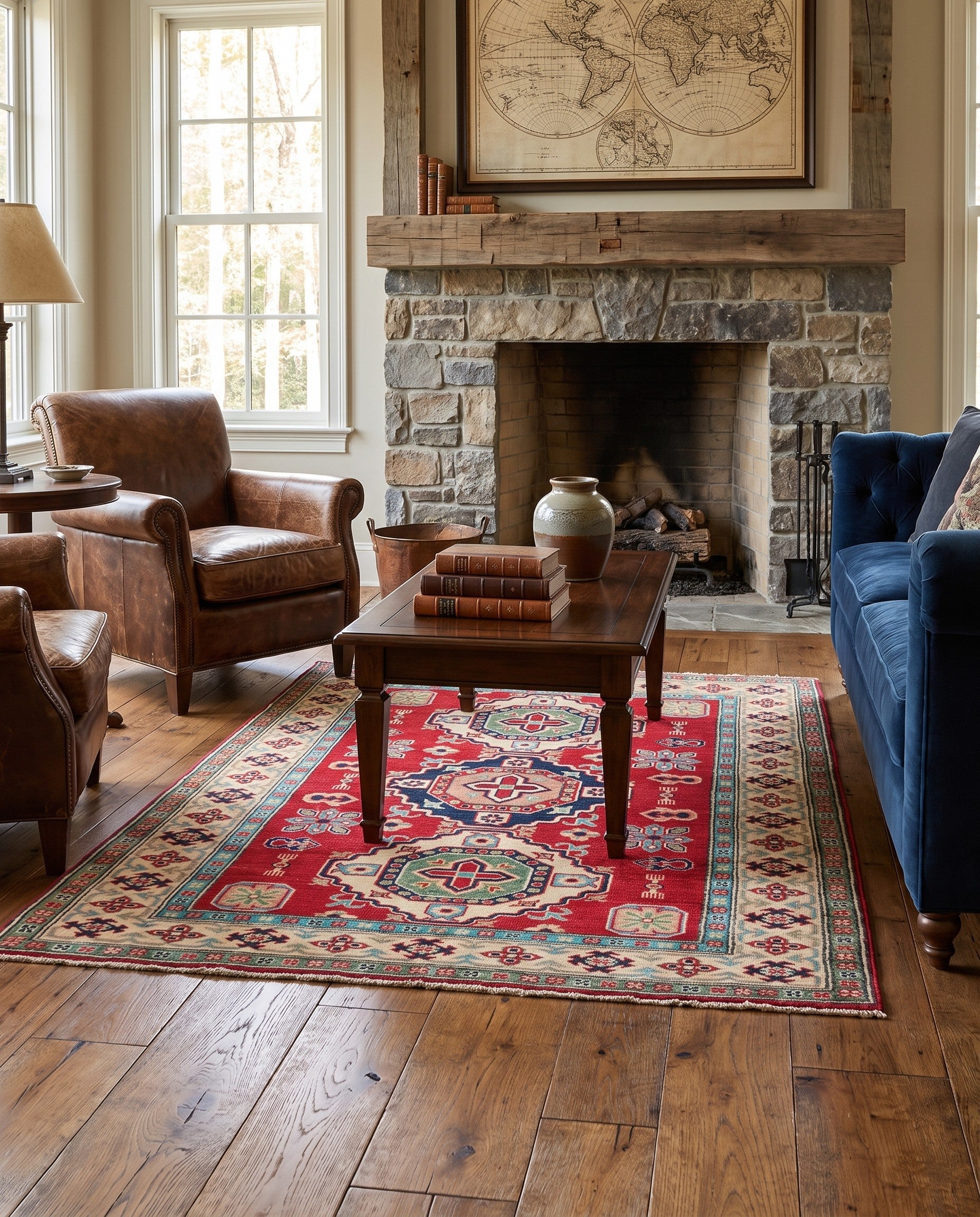 4' 4 x 5' 7 Hand Knotted Kazak Rug