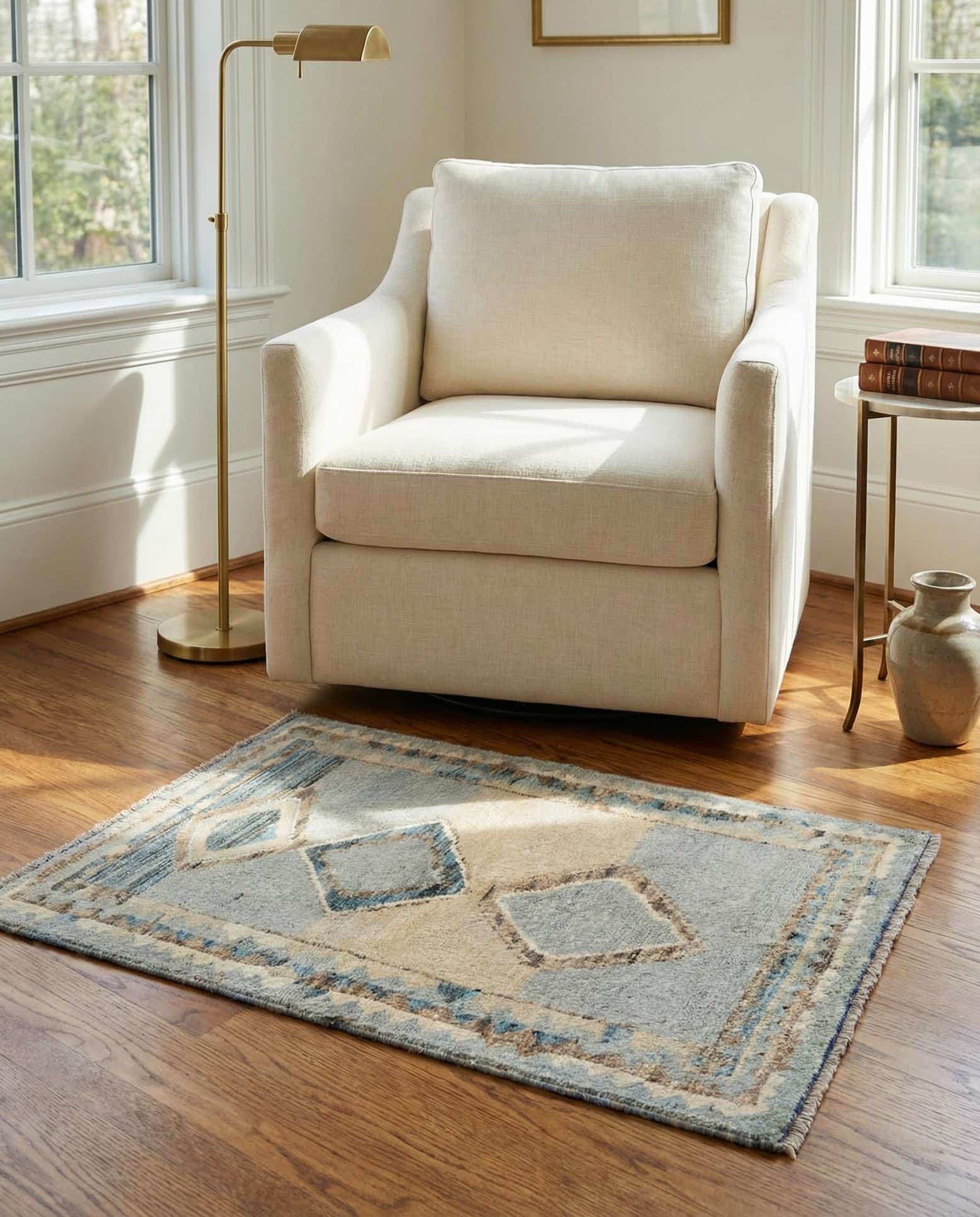 3' 3 x 4' 5 Hand Knotted Oushak Wool Rug