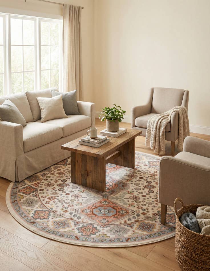 Detail image of 7' 10 x 7' 10 Kamala Washable Round Rug