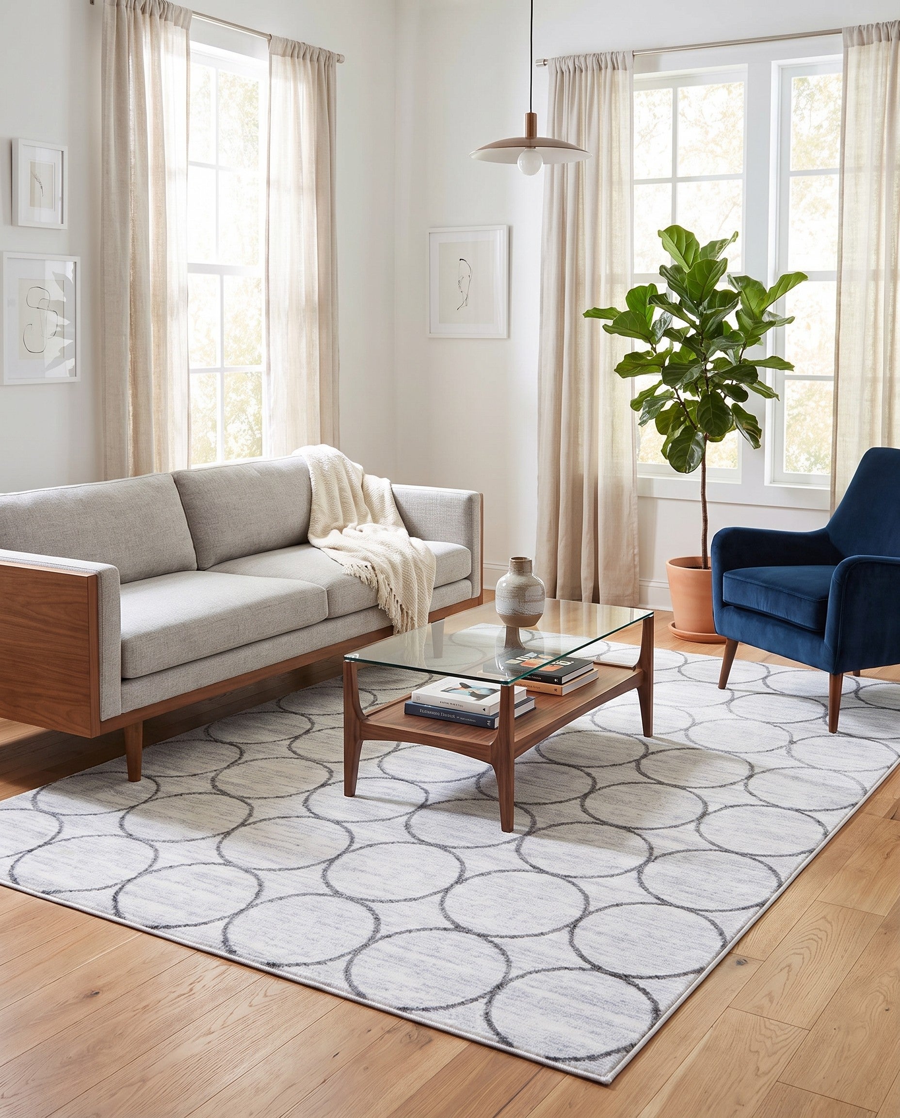 White Lattice Trellis Rug