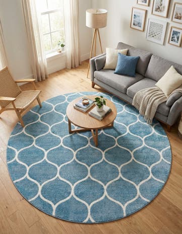 7' 10 x 7' 10 Lattice Frieze Round Rug