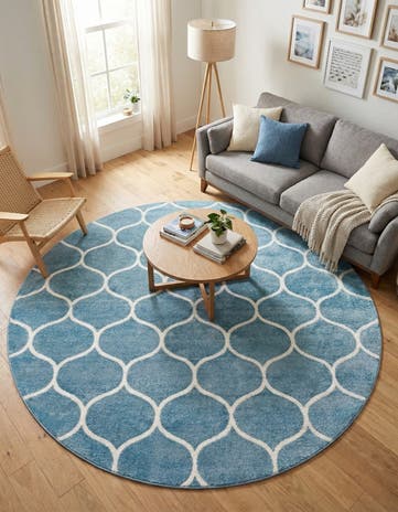 7' 10 x 7' 10 Lattice Frieze Round Rug