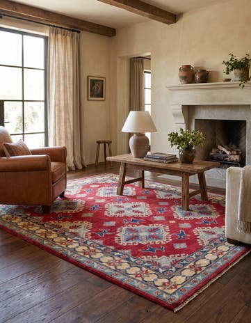 5' x 6' 4 Hand Knotted Kazak Rug