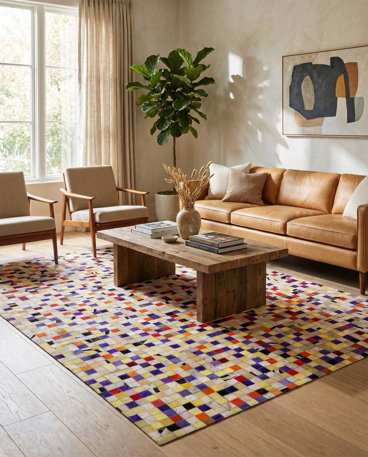 Detail image of 5' 1 x 8' Cowhide - Patchwork Rug