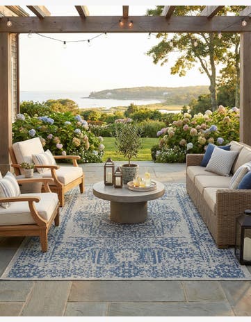 7' 10 x 10' Easy-Clean Traditional Indoor / Outdoor Rug