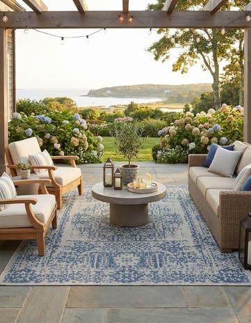 7' 10 x 10' Easy-Clean Traditional Indoor / Outdoor Rug