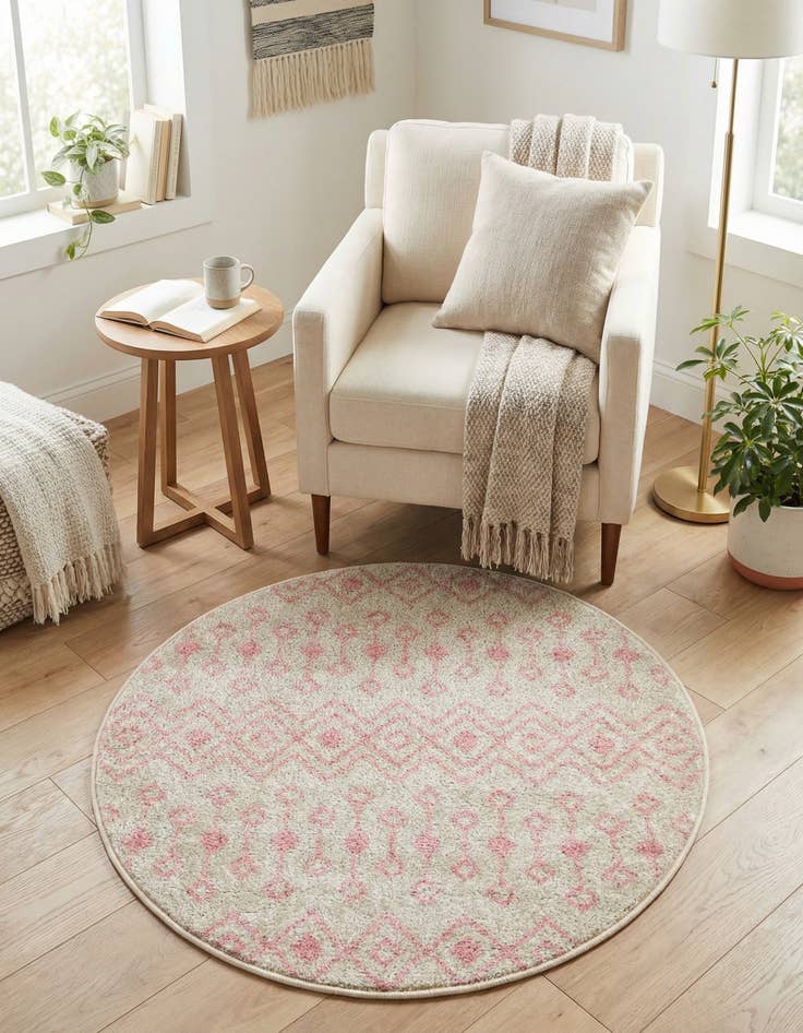 Detail image of 3' 3 x 3' 3 Moroccan Trellis Round Rug