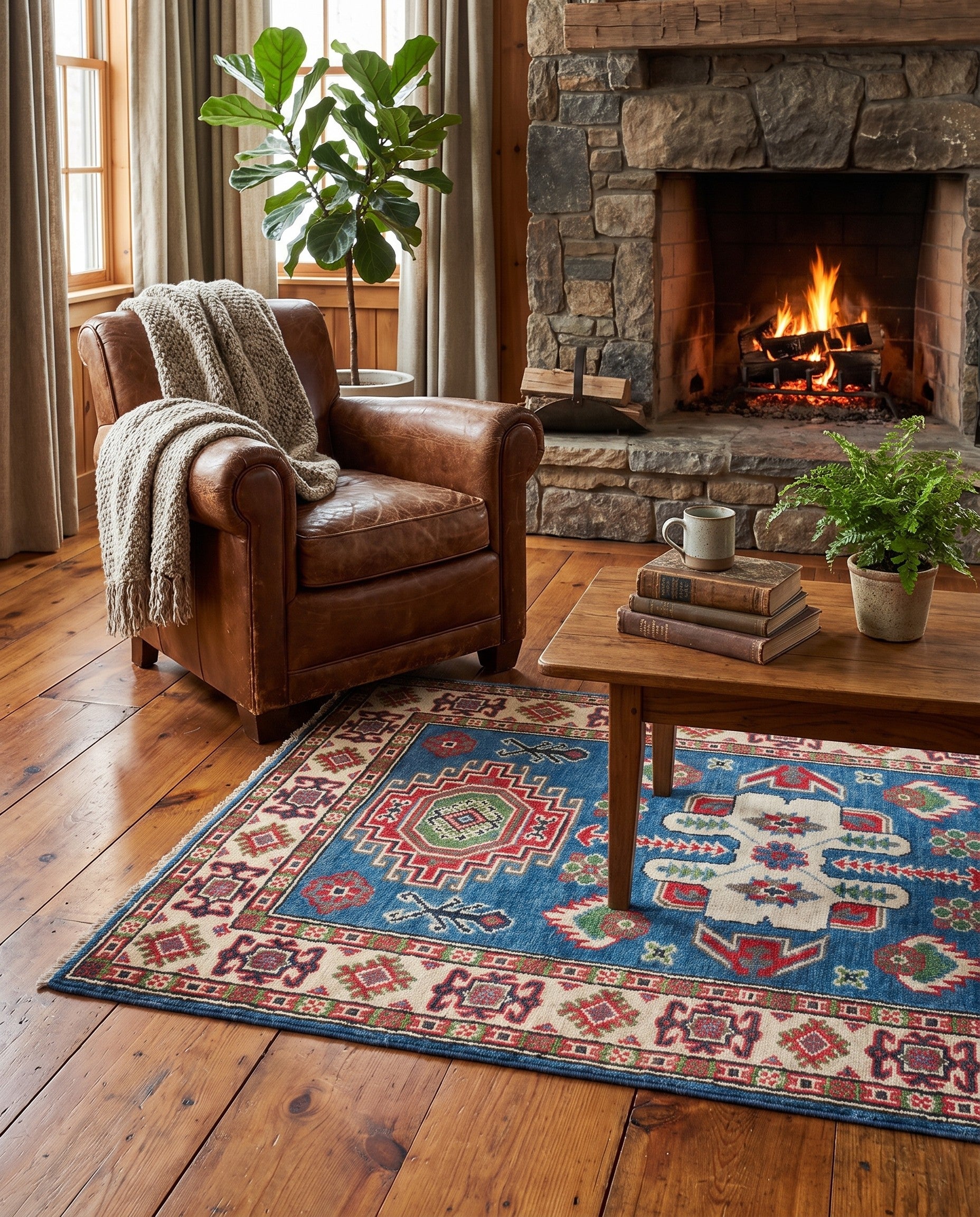 2' 7 x 4' 4 Hand Knotted Kazak Rug