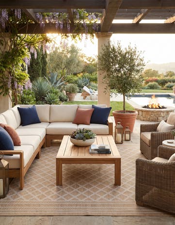 Natural Easy-Clean Lattice Indoor / Outdoor Square Rug