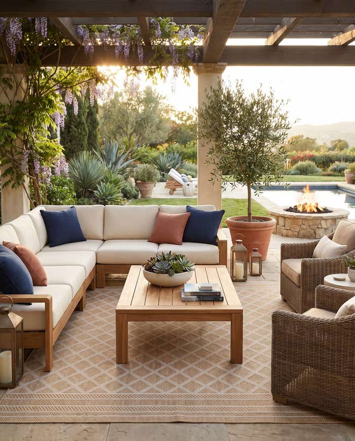 7' 10 x 7' 10 Easy-Clean Lattice Indoor / Outdoor Square Rug