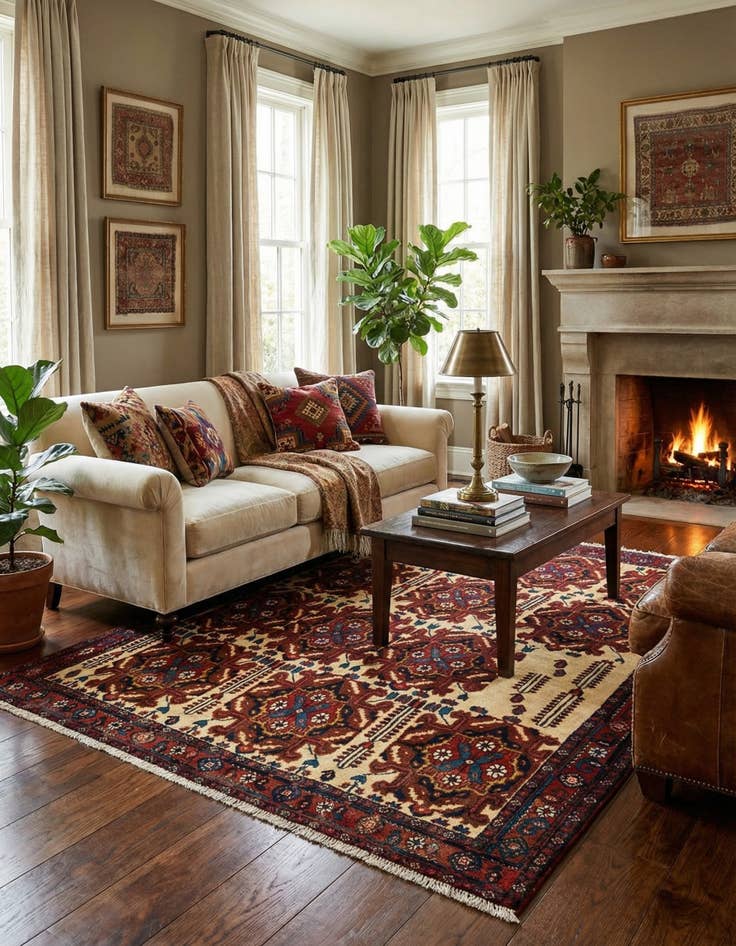 Detail image of 4' 1 x 5' 3 Afshar Wool Rug