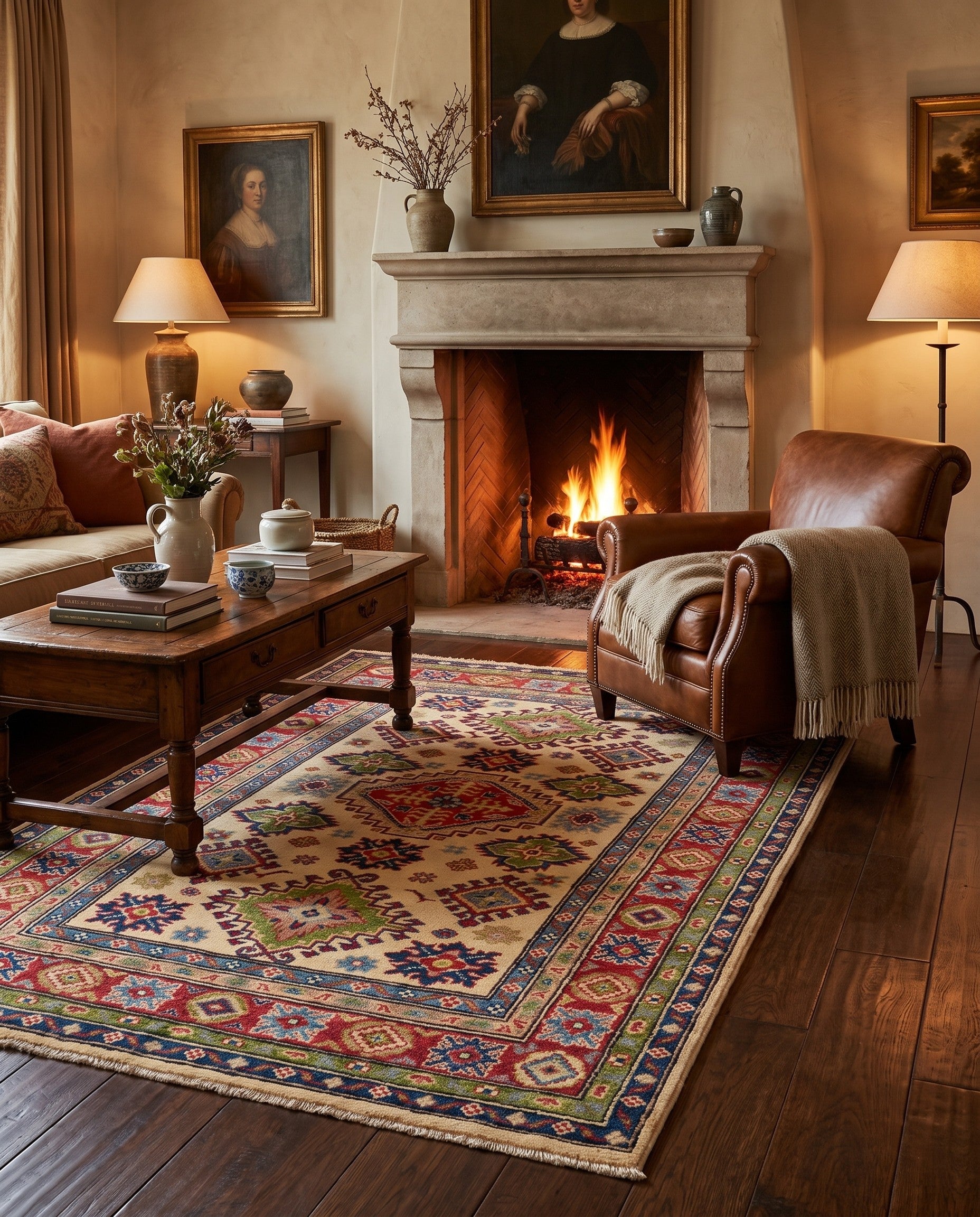 3' 11 x 5' 10 Hand Knotted Kazak Rug