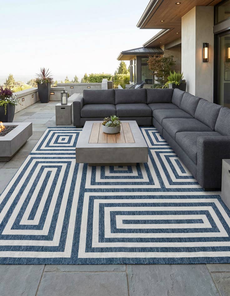 Detail image of 13' x 13' Easy-Clean Modern Indoor / Outdoor Square Rug
