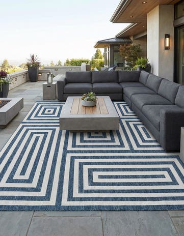 13' x 13' Easy-Clean Modern Indoor / Outdoor Square Rug