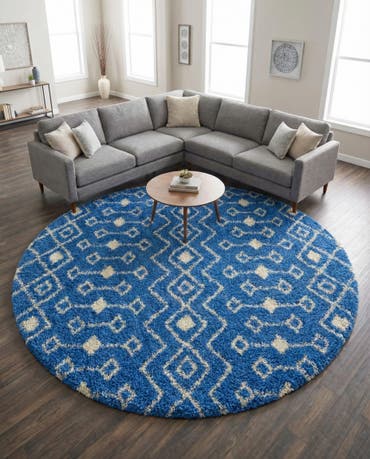  10' x 10' Moroccan Trellis Shag Round Rug