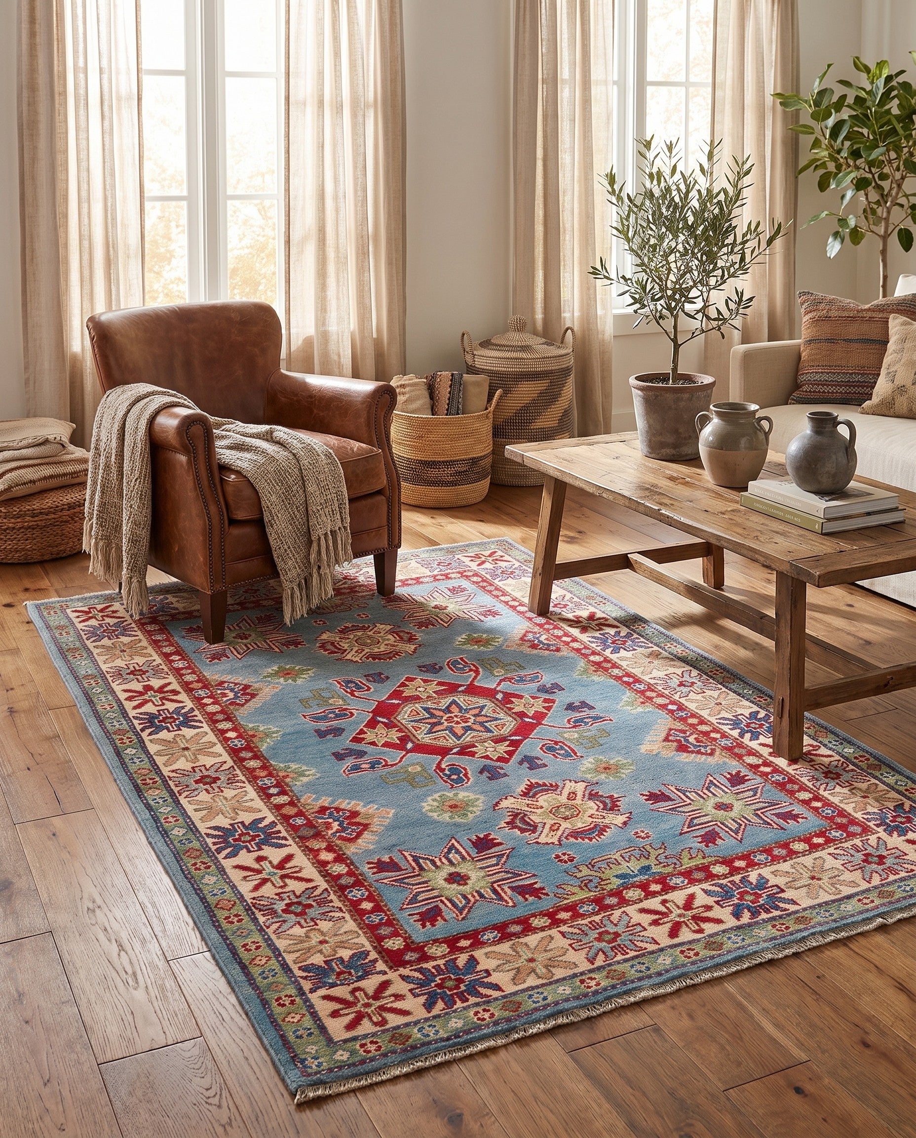 3' 5 x 5' 7 Hand Knotted Kazak Rug