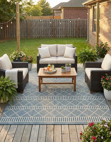7' 10 x 10' Easy-Clean Lattice Indoor / Outdoor Rug