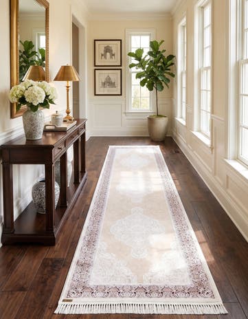 Cream Burgundy Sion Runner Rug